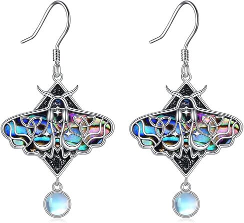 TIGER RIDER Luna Moth/Dragonfly/Beetle/Hummingbird/Rose Flower Dangle Earrings Sterling Silver Moonstone Earrings Gifts Witch Jewelry for Women Mother in Saudi Arabia