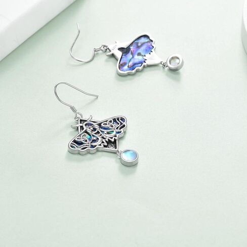 TIGER RIDER Luna Moth/Dragonfly/Beetle/Hummingbird/Rose Flower Dangle Earrings Sterling Silver Moonstone Earrings Gifts Witch Jewelry for Women Mother in Saudi Arabia