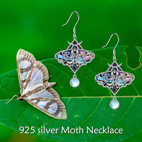 TIGER RIDER Luna Moth/Dragonfly/Beetle/Hummingbird/Rose Flower Dangle Earrings Sterling Silver Moonstone Earrings Gifts Witch Jewelry for Women Mother in Saudi Arabia
