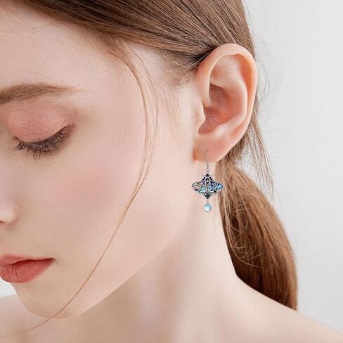 TIGER RIDER Luna Moth/Dragonfly/Beetle/Hummingbird/Rose Flower Dangle Earrings Sterling Silver Moonstone Earrings Gifts Witch Jewelry for Women Mother in Saudi Arabia