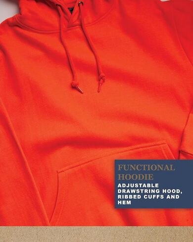 Bass Creek Outfitters Men's High Visibility Warm Sweatshirt - Safety Workwear Pullover Hoodie: Neon Yellow, Orange in Kuwait