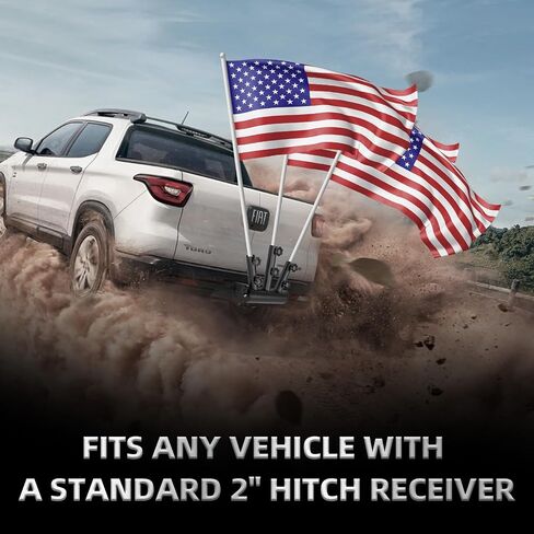 Flag Pole for Truck – 90° Adjustable Hitch Flag Pole Holder, Triple Receiver Hitch Flag Pole Mount Kit, Camper Flag Pole Mount for RV, Trailer, Jeep Flag Holder with Rust-Resistant Metal Design in Saudi Arabia