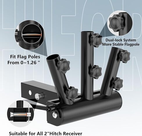 Flag Pole for Truck – 90° Adjustable Hitch Flag Pole Holder, Triple Receiver Hitch Flag Pole Mount Kit, Camper Flag Pole Mount for RV, Trailer, Jeep Flag Holder with Rust-Resistant Metal Design in Saudi Arabia