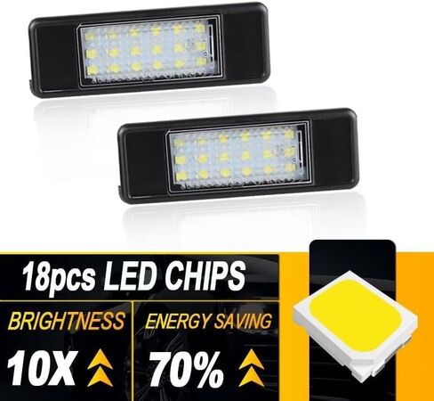 Generic SAARMAT Led License Plate Light Assembly,For Mercedes Ben'z Sprinter(W906) VITO(W639) Viano(W639),Licence Plate Led Light,12V White 18-SMD Bulb Rear Tag Lights,2pcs in Kuwait