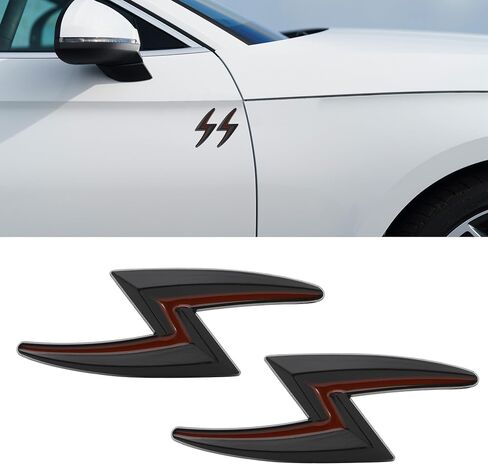 TOMALL 3D Metal S Lightning Emblems Badge 2PCS لجانب السيارة لشارة الحاجز سيارة الكروم سبائك الزنك شارة شعار ملصقات الجذع رمز شارة الشارات الزينة لجميع اكسسوارات السيارات (أحمر / أسود) in Saudi Arabia