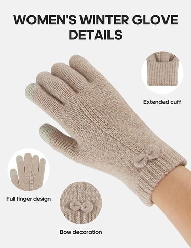 3 Pairs Women's Winter Knit Gloves Touchscreen Cold Weather Gloves Fleece Lined Gloves for Women in Saudi Arabia
