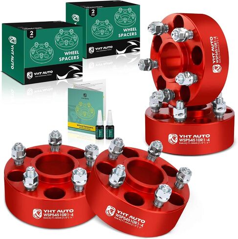 YHTAUTO 5x4.5 Hub Centric Wheel Spacers 2 Inch Compatible with Jeep Grand Cherokee, Wrangler, Cherokee, Liberty 5x114.3mm Tire Spacers w/1/2 Inch-20 Studs 71.5 mm Hub Bore 5 Lug 4PCS Red Wheel Spacers in Saudi Arabia