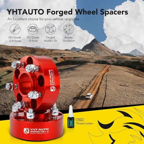 YHTAUTO 5x4.5 Hub Centric Wheel Spacers 2 Inch Compatible with Jeep Grand Cherokee, Wrangler, Cherokee, Liberty 5x114.3mm Tire Spacers w/1/2 Inch-20 Studs 71.5 mm Hub Bore 5 Lug 4PCS Red Wheel Spacers in Saudi Arabia