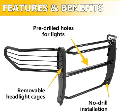 Kojem Front Bumper Brush Guard Compatible with 2007-2013 Toyota Tundra & 2008-2014 Toyota Sequoia Black Grille Grill Guard Bumper Protector Steel in Saudi Arabia