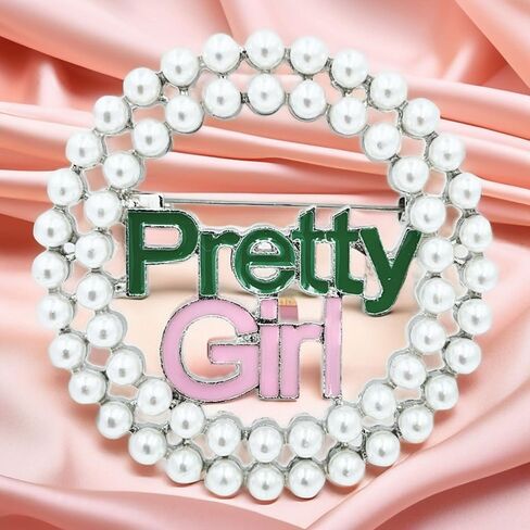 Pretty Girl Brooch Paraphernalia Charm Elegant Dress Accessories Corsage Pearl Beautiful Sister Lapel Pin Theme Party Celebration Pink Green Sorority Jewelry Sisterhood for Women in Saudi Arabia
