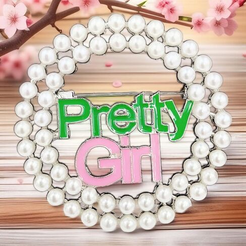 Pretty Girl Brooch Paraphernalia Charm Elegant Dress Accessories Corsage Pearl Beautiful Sister Lapel Pin Theme Party Celebration Pink Green Sorority Jewelry Sisterhood for Women in Saudi Arabia