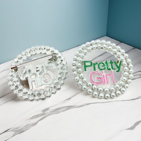 Pretty Girl Brooch Paraphernalia Charm Elegant Dress Accessories Corsage Pearl Beautiful Sister Lapel Pin Theme Party Celebration Pink Green Sorority Jewelry Sisterhood for Women in Saudi Arabia