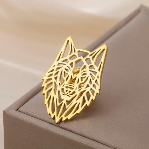 Dreamtimes Stainless Steel Wolf Head Brooch Pin Intricate Cut-Out Gothic Brooch Scarf Dress Lapel Pins for Men & Women Durable Unisex Accessory Unique Gift for Birthdays Holidays in Saudi Arabia