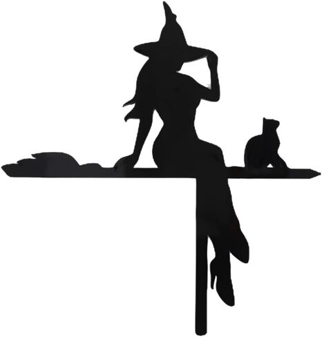 Halloween Door Corner Sign for Living Room Bedroom Office Outdoor Indoor Frame Acrylic Black Cat Witch Riding Broom Holiday Party Home Door Corner Decoration in Saudi Arabia