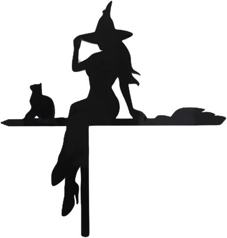 Halloween Door Corner Sign for Living Room Bedroom Office Outdoor Indoor Frame Acrylic Black Cat Witch Riding Broom Holiday Party Home Door Corner Decoration in Saudi Arabia