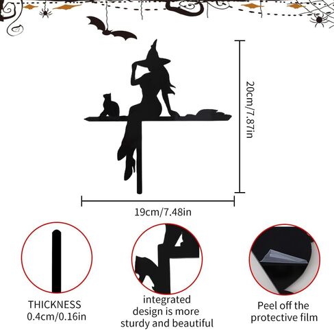Halloween Door Corner Sign for Living Room Bedroom Office Outdoor Indoor Frame Acrylic Black Cat Witch Riding Broom Holiday Party Home Door Corner Decoration in Saudi Arabia