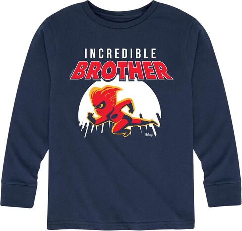 تي شيرت ديزني الخارقون - Incredible Brother - تي شيرت برسومات طويلة الأكمام للأطفال الصغار والشباب in Saudi Arabia