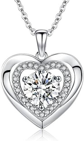 Moissanite necklace for women, 1-3 carat moissanite heart necklace with"I LOVE YOU"S925 sterling silver jewelry necklace,birthday gifts for wife, also a holiday gifts for girlfriend, mother, daughter in Saudi Arabia