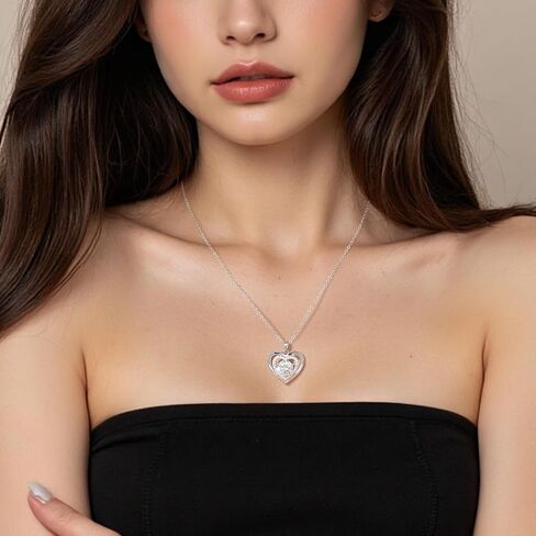 Moissanite necklace for women, 1-3 carat moissanite heart necklace with"I LOVE YOU"S925 sterling silver jewelry necklace,birthday gifts for wife, also a holiday gifts for girlfriend, mother, daughter in Saudi Arabia