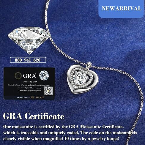 Moissanite necklace for women, 1-3 carat moissanite heart necklace with"I LOVE YOU"S925 sterling silver jewelry necklace,birthday gifts for wife, also a holiday gifts for girlfriend, mother, daughter in Saudi Arabia