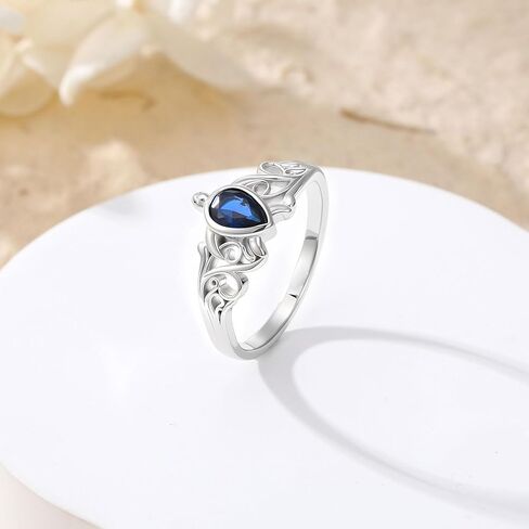 Turtle Ring 925 Sterling Silver Created Blue Sapphire September Birthstone with Turtle Ring for Women Gifts in Kuwait