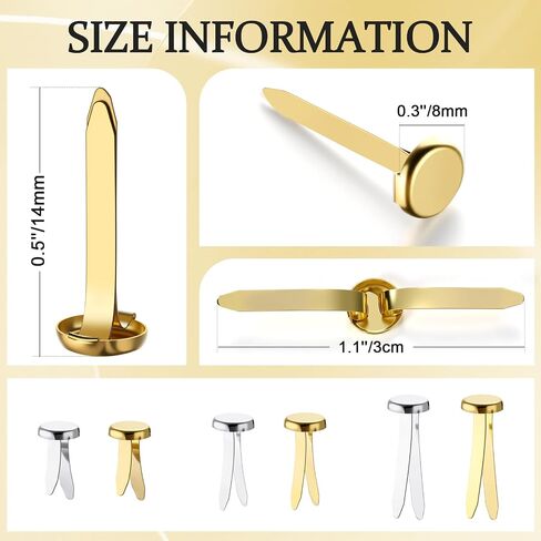 Ferraycle 500 Pitch Mini Brads Stables Brass Paper Paper Metal Round Round Brads لمشاريع DIY لمشاريع DIY (0.5 بوصة ، 0.7 بوصة ، 1 بوصة) in Kuwait