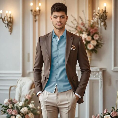 Men's Stretch Denim Dress Shirt Long Sleeve Casual Button Down Everyday Shirts Fall Winter Wedding Shirts in Kuwait