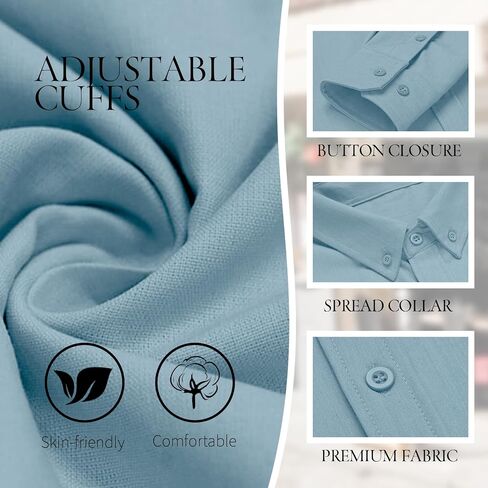 Men's Stretch Denim Dress Shirt Long Sleeve Casual Button Down Everyday Shirts Fall Winter Wedding Shirts in Kuwait