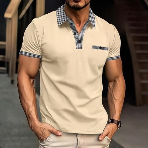 Men’s Classic Polo Shirts Casual Short Sleeve T-Shirts Summer Button Golf Slim Fit Tops in Saudi Arabia