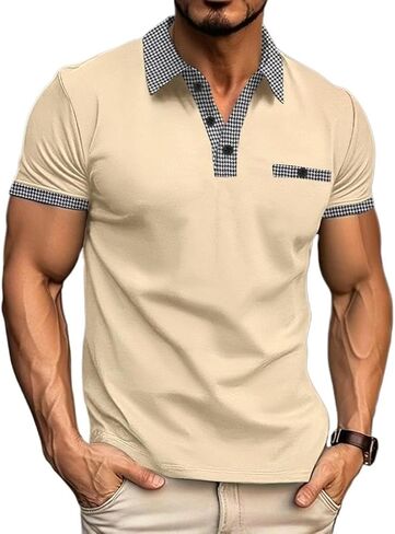 Men’s Classic Polo Shirts Casual Short Sleeve T-Shirts Summer Button Golf Slim Fit Tops in Saudi Arabia