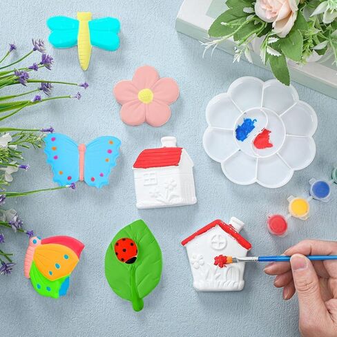 Sinmoe 12 مجموعات طقم الطلاء عيد الفصح للأطفال التماثيل الخزفية DIY غير مصبوغة ترسم التماثيل الخاصة بك التماثيل الخاصة بيض البيض أرنب الجزر زهرة الثلاجة مغناطيس سلة عيد الفصح للطفل in Saudi Arabia