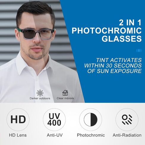 Photochromic Progressive Multifocal Reading Glasses for Men Women Transition Multifocus Readers in Saudi Arabia