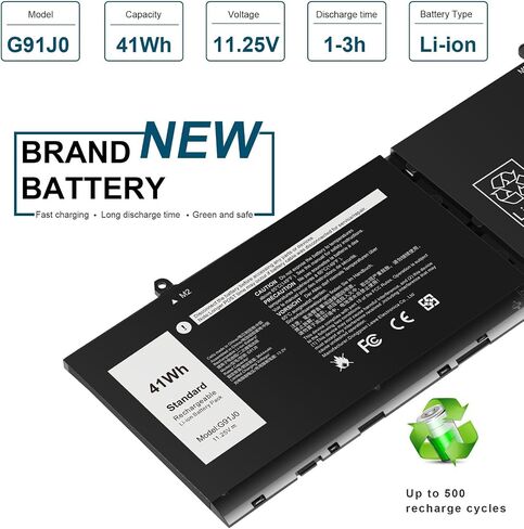 G91J0 41Wh Battery Replacement for Dell Latitude 3320 3330 3420 3520 Inspiron 3510 3511 3515 3525 3530 5310 5410 5418 5510 5515 5518 14 Plus 7420 7415 2-in-1 Vostro 5620 5625 V6W33 TN70C 11.25V in Kuwait