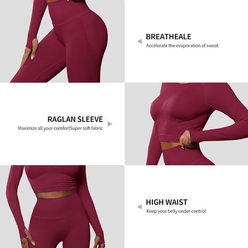 JBT Workout Set for Women Two Pieces for Long Sleeves Workout Sets, Seamless High Waist Leggings for Women in Saudi Arabia