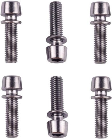 6Pcs Bike Stem Bolts Allen Hex with Washer Screw for BMX/MTB/Road Bicycle Black Gold Red Blue Green Purple Rainbow (Silver) in Kuwait