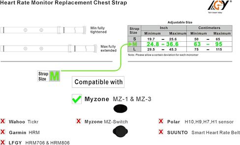 حزام بديل لمراقبة معدل ضربات القلب، حزام صدر احترافي متوافق مع حزام MYZONE MZ-3 MZ-1 in Kuwait