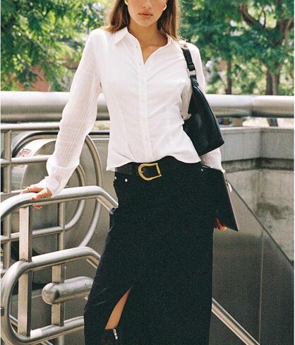 Women Y2K Button Down Shirt Long Sleeve Lapel Collar Plaid Print Fitted Crop Top Vintage Gingham Blouse Streetwear in Saudi Arabia