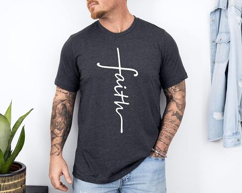 Faith Shirts, Faith Cross Shirt, Christian Gift, Trendy Women Gifts, Christian Shirts, Love and Grace Tee, Vertical Cross Crewneck Cream in Saudi Arabia