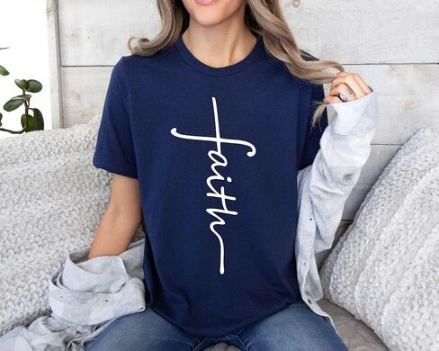 Faith Shirts, Faith Cross Shirt, Christian Gift, Trendy Women Gifts, Christian Shirts, Love and Grace Tee, Vertical Cross Crewneck Cream in Saudi Arabia