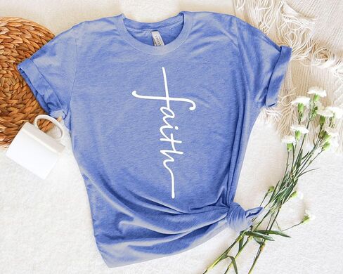 Faith Shirts, Faith Cross Shirt, Christian Gift, Trendy Women Gifts, Christian Shirts, Love and Grace Tee, Vertical Cross Crewneck Cream in Saudi Arabia