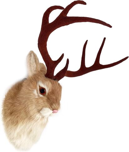 FlyEgg Realistic Jackalope Head Wall Mount With Artificial Horns Yellow for Home Or Office Gifts in Saudi Arabia