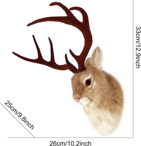 FlyEgg Realistic Jackalope Head Wall Mount With Artificial Horns Yellow for Home Or Office Gifts in Saudi Arabia