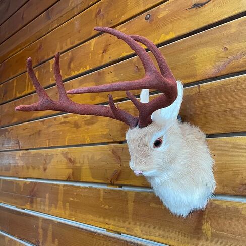 FlyEgg Realistic Jackalope Head Wall Mount With Artificial Horns Yellow for Home Or Office Gifts in Saudi Arabia
