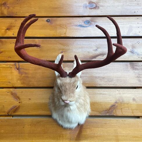 FlyEgg Realistic Jackalope Head Wall Mount With Artificial Horns Yellow for Home Or Office Gifts in Saudi Arabia