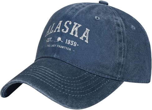 Alaska Est 1959 Baseball Cap Men Vintage Washed Distressed Sun Summer Cowboy Navy Blue Adults Trucker Hat in Saudi Arabia