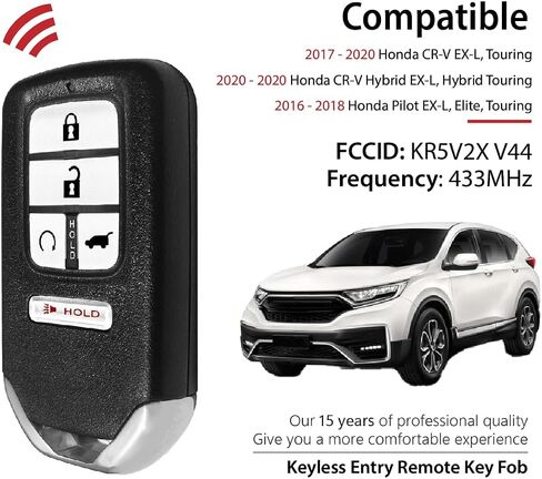 2 Keylessbest Replacement for 2017 2018 2019 2020 Honda Pilot CR-V EX-L Elite Touring Key Fob Remote Control KR5V2X V44 5 Buttons 433MHz in Saudi Arabia