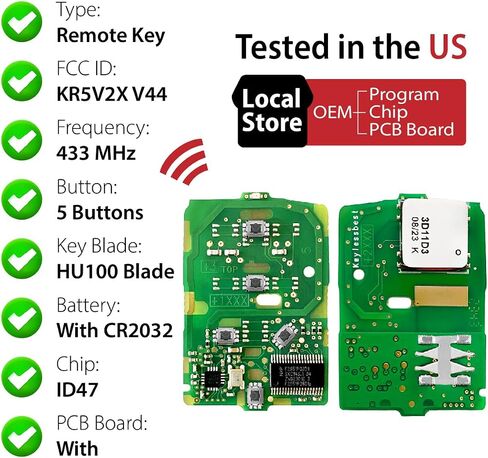 2 Keylessbest Replacement for 2017 2018 2019 2020 Honda Pilot CR-V EX-L Elite Touring Key Fob Remote Control KR5V2X V44 5 Buttons 433MHz in Saudi Arabia