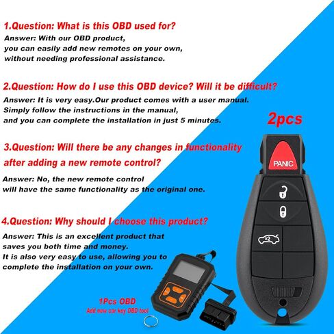 2 قطعة بسيطة obd ومفتاح بعيد فوب لاستبدال دودج دارت 2013 2014 2015 2016 M3N32297100 مع مجموعة تعليمات ذاتية الصنع in Kuwait
