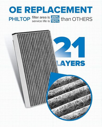 PHILTOP Cabin Air Filter, ACF006 (CF10709) Replacement for Accent, Tucson, Genesis Coupe, Rio, Sportage, Forte Cabin Filter, Includes Activated Carbon in Saudi Arabia