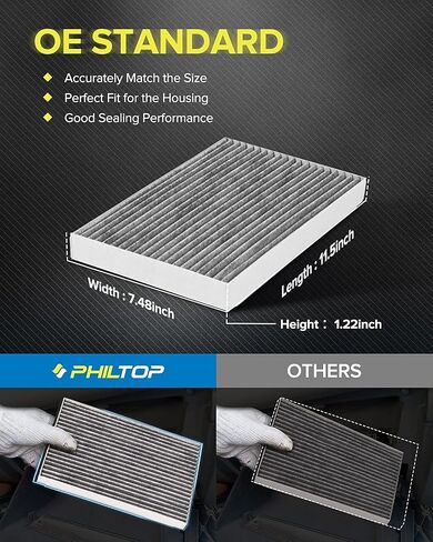 PHILTOP Cabin Air Filter, ACF006 (CF10709) Replacement for Accent, Tucson, Genesis Coupe, Rio, Sportage, Forte Cabin Filter, Includes Activated Carbon in Saudi Arabia